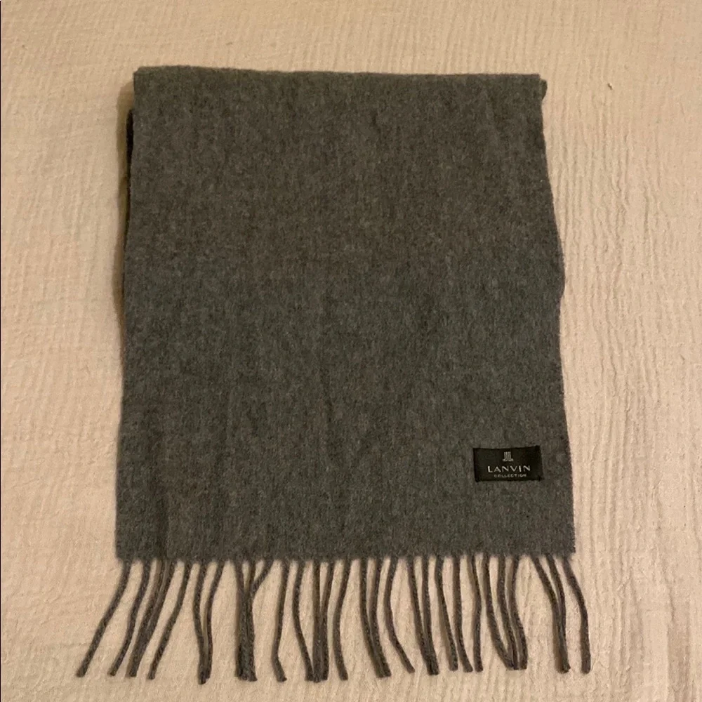 Lanvin Cashmere Charcoal Wool Men's Scarf